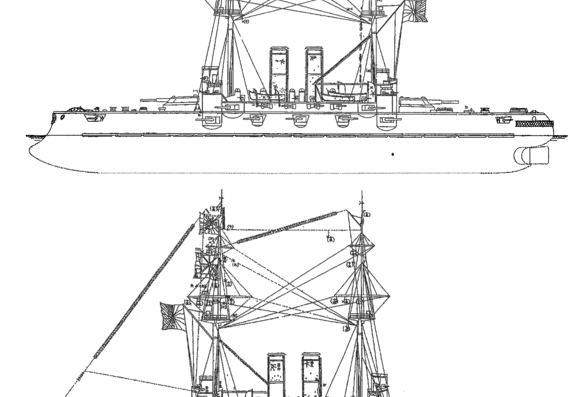 IJN Mikasa [Battleship] - drawings, dimensions, figures